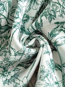 Parte superior corta de tubo con estampado floral romántico y volantes, lazo delantero, detalle de lazo, dobladillo con volante en A, para vacaciones, Día de San Valentín, boda, ropa de mujer para vacaciones de San Valentín, cumpleaños de mujer, verano para mujer - Verde - Ver 9