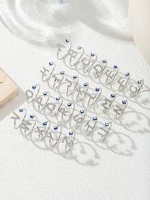 Elegant & Delicate Silver Letter A-Z Rings, Luxury Gift For Girlfriend, Party, Adjustable - Silver - View 2