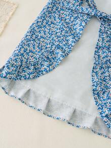 1pc New Floral Ruffle Hem Apron With Pockets, Fashionable Cafe/Bakery/Restaurant Server Uniform, Kitchen/Cooking/Gardening/Painting/Fishing Protective Apron For Men And Women - Multicolor - View 7