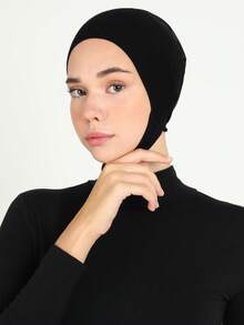 1 pieza Gorro de cuello de seda de leche con correa elástica, gorro turbante ajustable con pelo oculto, multicolor - pañuelo elástico para la cabeza - Ver 2