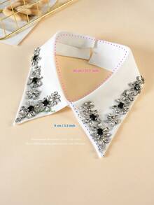 1pc Premium Luxury Detachable Collar, Sparkling Embellished Vintage Classical Design Handmade Collar Accessory, Suitable For Spring, Summer, Autumn And Winter - 1194-d-white - View 7