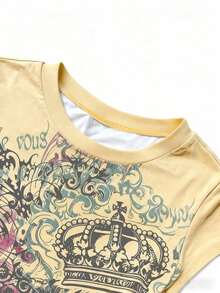 Camiseta de manga corta ajustada con estampado digital para mujer - Multicolor 3 - Ver 4