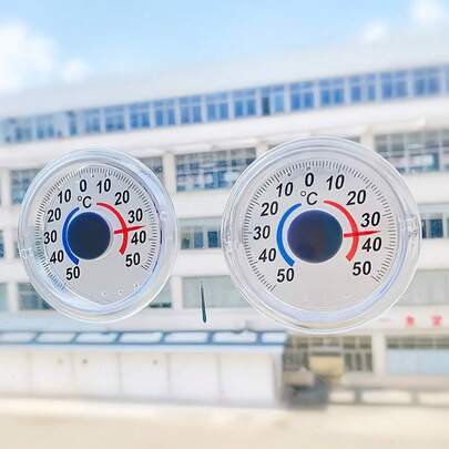 2pcs High Precision Thermometer, Indoor Outdoor Quality Hygrometer, Self-Adhesive Thermometer Hygrometer, -50°C-50°C, High Accuracy 0.1°C, No Power Needed, Suitable For Office, Camping, Indoor/Outdoor, Window, Wall, Greenhouse, Garden, Home - Seasonal/ Temperature Monitor