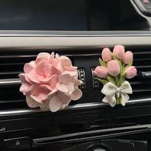 AD Niche Tulip Bow Decor Elegant Floral Car Air Vent Clip Accessory - one-size - View 7