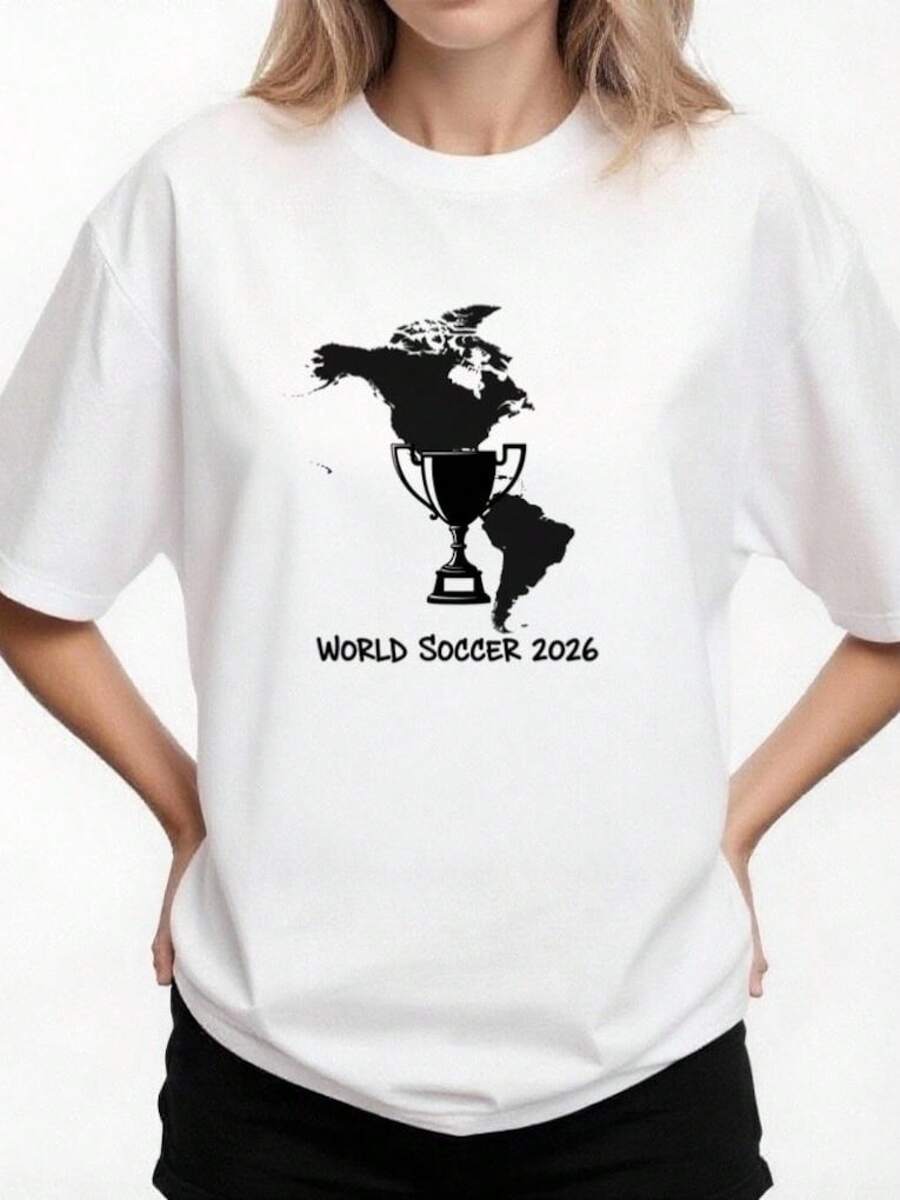 Camiseta de la Copa Mundial 2026, Camiseta Gráfica para Fanáticos del Fútbol, Regalo de Fútbol para EE. UU., Canadá y México, Camiseta para Fiesta de Seguimiento del Torneo - Negro - Ver 1