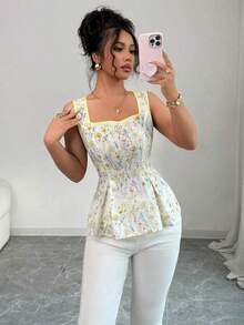 Blusa elegante sin mangas para mujer con diseño de tiras cruzadas en la espalda, talla estándar - Multicolor - Ver 4