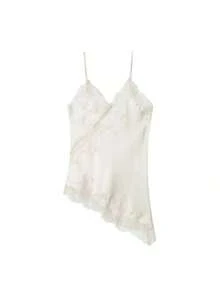 Seelio Nuevo Top de estilo lencería sexy con decoración de encaje, estilo europeo y americano, para mujer, color negro, para verano - Beige F2 - Ver 3