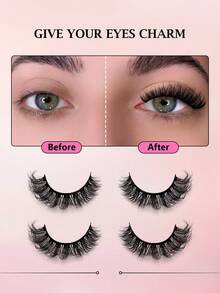 Asiteo 7 Pairs Fluffy Faux Mink Eyelashes, Volumizing, Natural Look False Eyelashes, Soft Curly 3D Effect Lashes, Suitable For Party, Daily Wear, Applicable For Various Occasions - Black - View 4