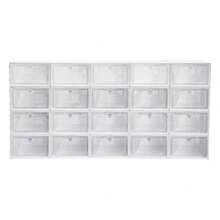 20Pcs White PP Stackable Shoe Boxes, Shoe Storage Containers, Side Flap Shoe Organizers, Shoe Storage Bins For Home Office Closet - trắng - Xem 7