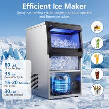 Commercial Spray-Type Ice Maker Machine, Under Counter & Freestanding Ice Making Machine - US B Type Plug(110-127V) - View 5