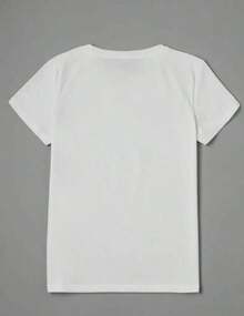 Camiseta de mujer 100% algodón con estampado de letras vintage de Londres - Cuello redondo informal, manga corta, lavable a máquina - La elección perfecta para primavera/verano - Blanco - Ver 2