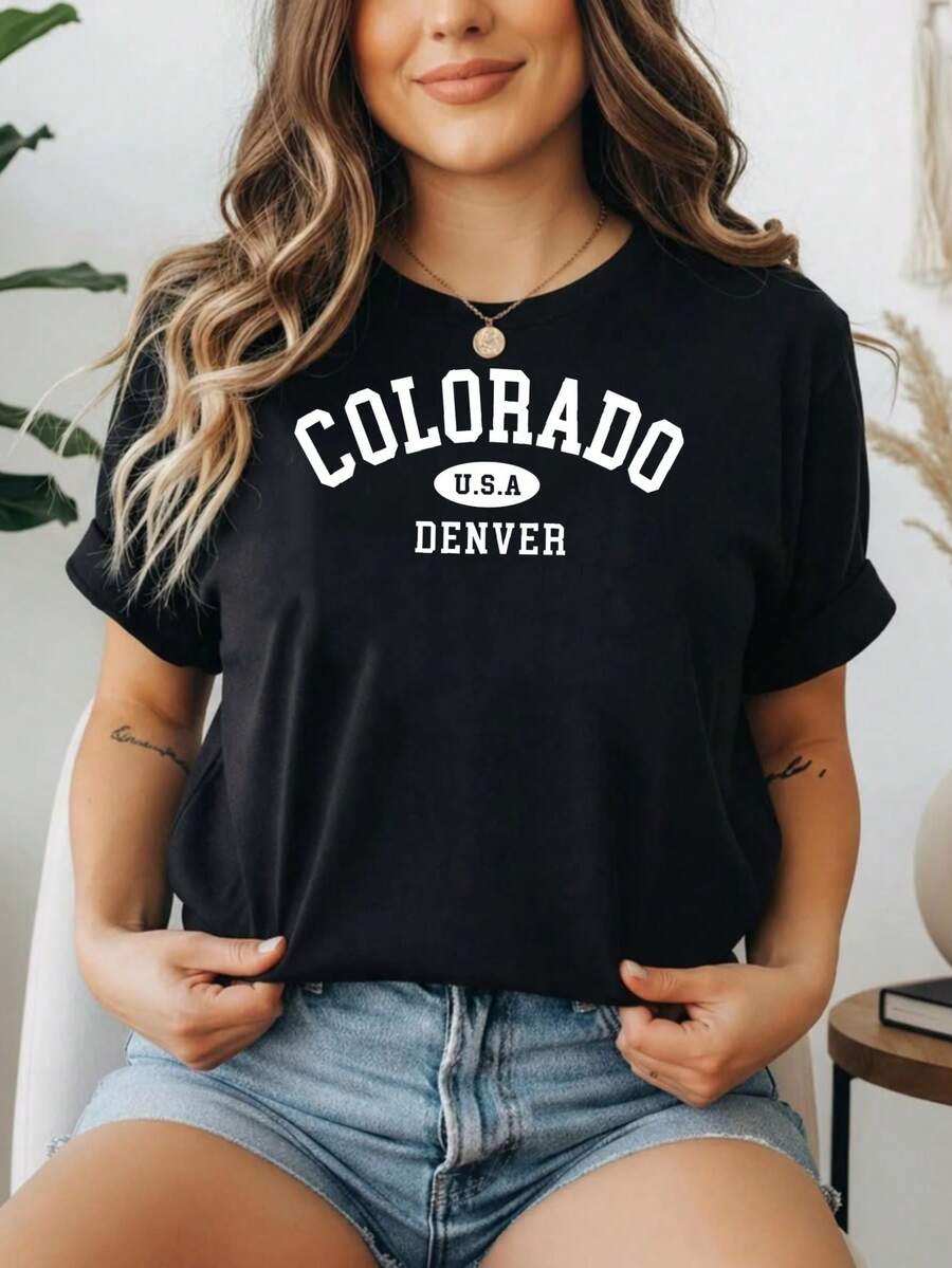 100% Cotton 180g Unisex T-Shirt, New York/Los Angeles Style - Y2K Streetwear Basic Loose Fit T-Shirt - Urban City Top For Couples - Premium Streetwear - 黑色10 - 查看 1