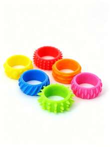 6/12pcs Silicone Fidget Rings Designed - Sensory Toys Featuring Distinct Textures, A Colorful Assortment To Promote Calmness And Concentration, Perfect For Classroom Incentives, Birthday Presents, And Travel Entertainment. Back To School. - Multicolor - View 8