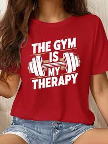 Camiseta de mujer de manga corta con estampado digital de temporada deportiva, cómoda, casual y versátil para uso urbanoPure-Cotton - Rojo - Ver 5