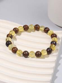 YAUKIA Fashion Natural Tiger'S Eye Luck Bracelet , Citrine Beaded Bracelet Confidence , Courage And Wealth Symbolize Gifts , Yoga Meditation Jewelry - Multicolor - View 2