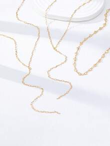 3pcs/Set Multi-Layer Y-Shaped Necklace Set, Delicate Layered Chain Fashion Jewelry, Y-Shaped Necklace Suitable For Daily Wear - Gold - View 2