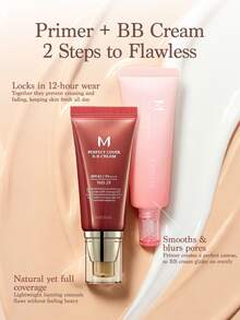 Missha BB Cream & Radiance Primer With Full Coverage, Anti-Aging SPF42 - MISSHA M Perfect Cover, 50ml-Long Lasting Full Coverage, Hydrating, Flawless Skin Makeup, CC Cream, Face Whitening Cream Hydrate Holiday Essential Rose Girl Best Color Charm Vibe, Christmas Gifts For Women, Fancy Fashion Women Brand Makeup Back To School, Wedding Dress For Bride, Summer, Valentines, Vacation, Valentine's Day - No.21 Light Beige & White makeup primer - 查看 3