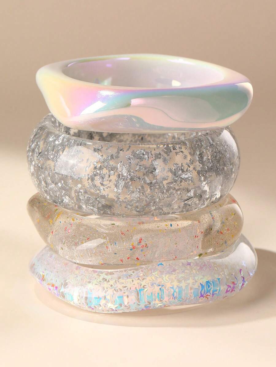 NAIZHU 1/4pcs Creative Luxury Resin Bracelet Suitable For Women's Daily Wear, Date, Party, Gift For Friends - Multicolor - View 1