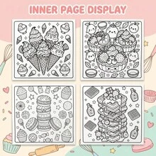 Kawaii 塗色書：甜美烘焙主題，高品質不透明螺旋裝訂頁面，適合減壓與放鬆 | 精緻生動的插圖與圖案 | 適合青少年、成人與長輩 | 藝術活動與生日、節日、聖誕禮物 - 彩色 - 查看 6