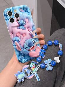 Disney Lilo & Stitch Phone Case With Stitch Charm And Stitch Lanyard - Cute Stitch Protective Case With Heart Hug And All-Over Print Background Design, Equipped With Delicate Stitch Decorative Lanyard And Beaded Bracelet For Easy Carrying, Compatible With IPhone 17, 16, 15, 14, 13, 12, 11 Pro Series, Ideal For Birthdays, Holidays, Anniversaries, Graduation Gifts, Or Any Special Occasion To Surprise Family, Friends, Classmates, And Loved Ones. - trắng - Xem 4