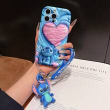 Disney Lilo & Stitch Phone Case With Stitch Charm And Stitch Lanyard - Cute Stitch Protective Case With Pink Heart And Layered Background Design, Equipped With Delicate Stitch Decorative Lanyard And Beaded Bracelet For Easy Carrying, Compatible With IPhone 17, 16, 15, 14, 13, 12, 11 Pro Series, Ideal For Birthdays, Holidays, Anniversaries, Graduation Gifts, Or Any Special Occasion To Surprise Family, Friends, Classmates, And Loved Ones. - trắng - Xem 1