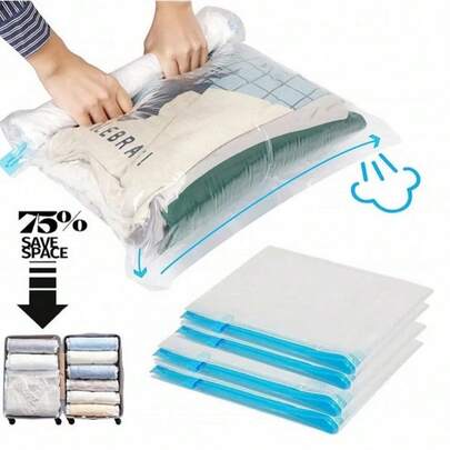 Conjunto de 18 Sacos de Armazenamento a Vácuo Reutilizáveis, em PE, Sem Necessidade de Bomba de Ar, À Prova de Poeira e Umidade, Ideais para Viagens, Casa e Dormitórios, para Organizar Roupas, Roupas de Cama e Bagagens.