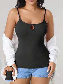 CELILIN Camiseta de tirantes 2 en 1 para mujer, vestido interior versátil, camiseta interior ajustada y transpirable para ir al trabajo y citas - Negro - Ver 2