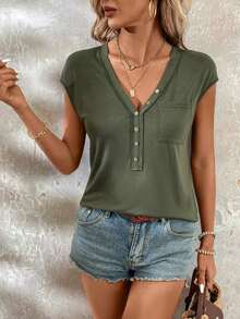 Camiseta Casual Verde Para Mujer Para El Festival De Música En Verano Del País - Verde militar - Ver 5