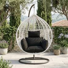 Thick Swing Chair Cushion, Soft Hammock Seat Pad, Breathable Hanging Egg Chair Pillow, Indoor/Outdoor Cozy Lounger Pad, Removable & Washable - 黑色 - 查看 2