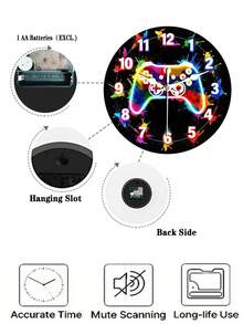 1 chiếc đồng hồ treo tường im lặng chủ đề trò chơi điện tử 10 inch/12 inch - màn hình kỹ thuật số gỗ tròn, lý tưởng cho phòng ngủ, phòng khách, trang trí quán bar, quà tặng ngày lễ hoàn hảo, đồng hồ treo tường phòng ngủ trang trí chủ đề trò chơi vận hành im lặng - Nhiều màu - Xem 5