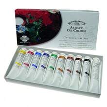 Artists' Oil Colour Paint Introductory Set, Ten 21ml Tubes, Crimson, Yellow, Green, 0. Fl Oz Pack Of 10 - Blue,Green,Ivory,White - View 3