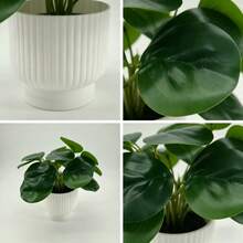 Artificial Pilea Plant In Pot, Faux Green Indoor Plant For Modern Home Office Decor Scandinavian Faux Green Plant, Artificial Pilea Decor For Farmhouse Shelf Coffee Table Styling - Green - View 6