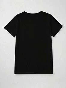 Women's Classic Summer T-Shirt, Casual, Short Sleeve, Round Neck, Size - Black - View 2