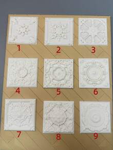 非木製 5cm 白色正方形迷你 3D 雕花天花板、模型屋 3D 浮雕拼接牆板地板磚、歐洲哥德式建築 DIY 裝飾翻新材料、迷你牆磚 - 彩色 - 查看 9