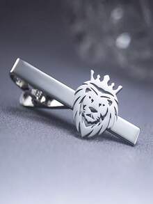 1pc Stainless Steel Lion Head Crown Men's Tie Clip - Men's Gold Hollow Stainless Steel Business Formal Tie Clip, Non-Fading And Anti-Slip Fixed Clip, Suitable For Wedding, Groomsman, Banquet, High-End Accessory For Workplace Suit Shirt, Boyfriend Gift, Birthday Gift, Father's Day Gift, Halloween, Christmas - Multicolor - View 14