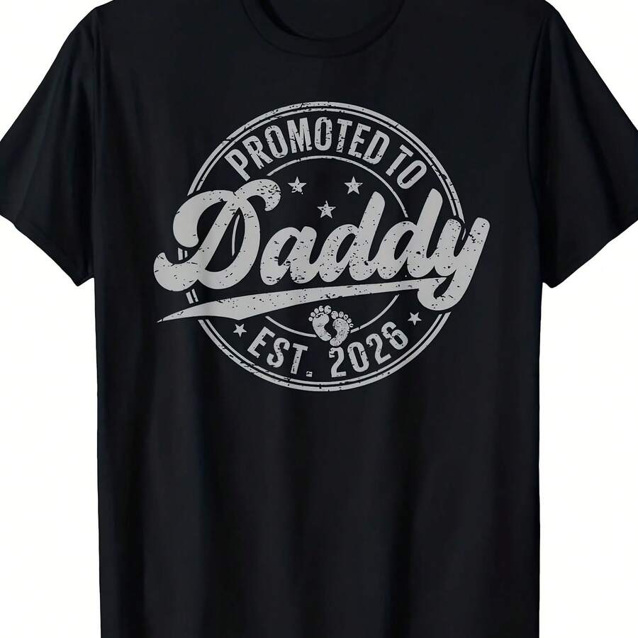 Camiseta Conmemorativa de Promoción de Papá 2026, Regalo para Papá Primerizo, Camiseta Casual de Manga Corta con Estampado Divertido para Hombre, Cómoda para Uso Diario - forma - Ver 1