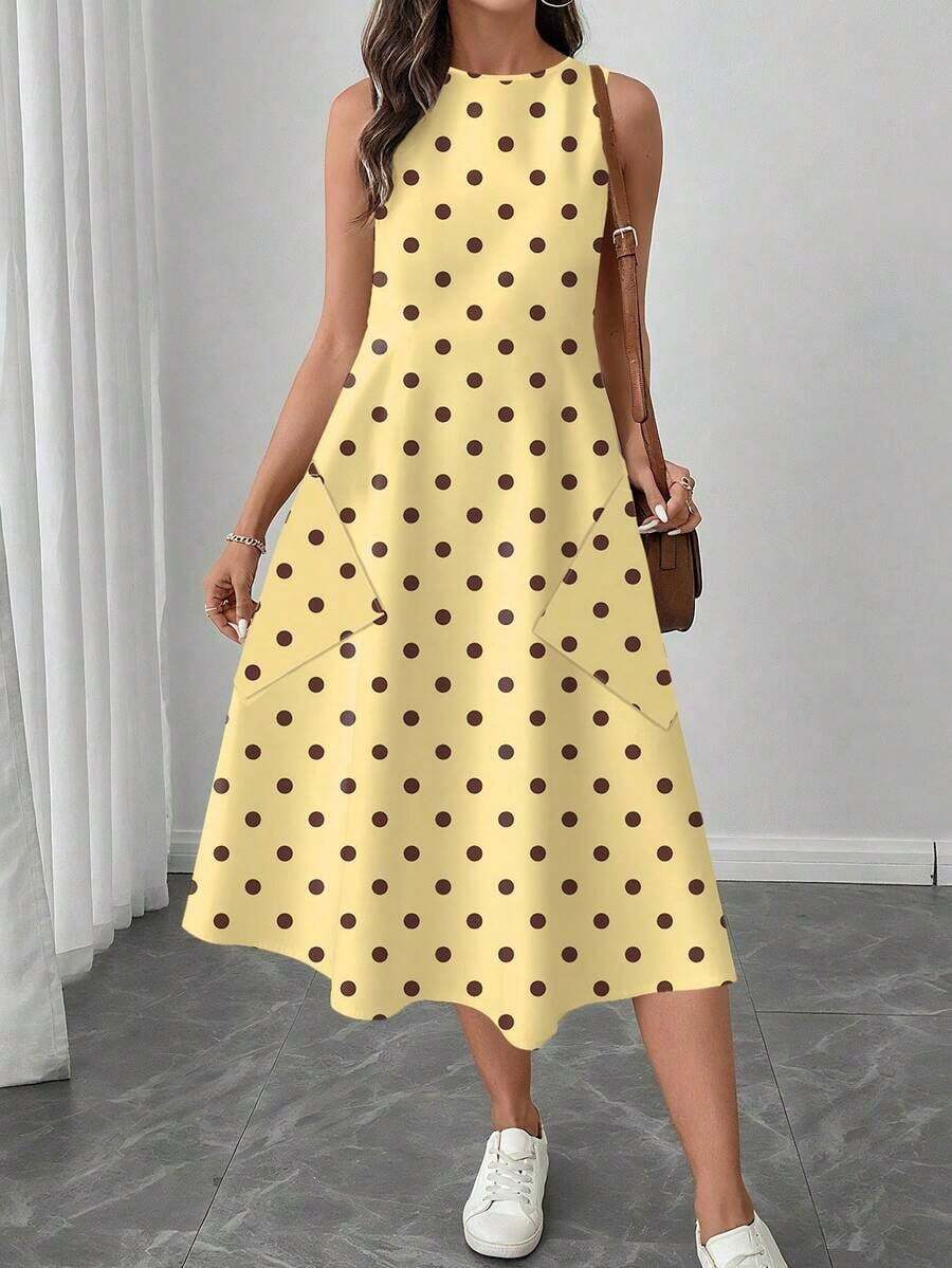 Vestido casual de mujer de longitud media con estampado, adecuado para primavera y verano - Multicolor 3 - Ver 1