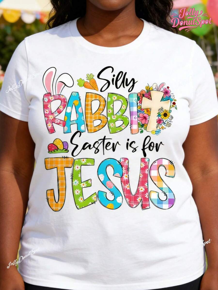 La elegante camiseta diaria de Pascua con diseño de conejo divertido está diseñada para la religiosa y cristiana Pascua de Jesús. Es una camiseta de tela duradera, 100% algodón puro, con estampados festivos. Tiene un ajuste cómodo y es un regalo de Pascua adecuado para hombres, mujeres y amigos. Presenta un estampado temático y es una camiseta de moda elegante para fiestas de Pascua. - Blanco - Ver 1