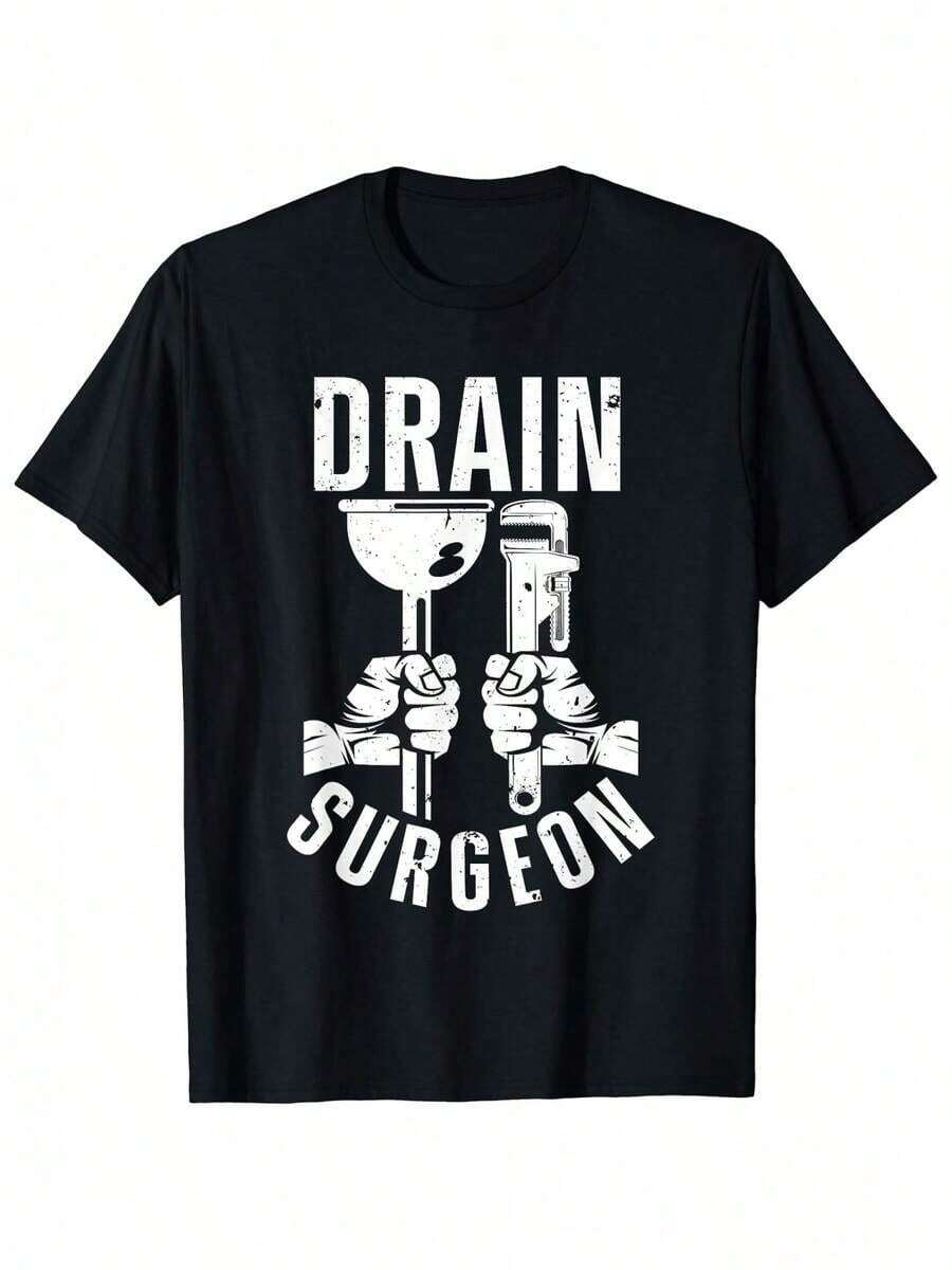 1 camiseta de algodón de 180g para mujer - Diseño divertido de fontanero, cuello redondo, impresión a una cara, diseño de herramientas de fontanería, camiseta casual de verano para mujer, manga corta, arte de fontanería, estilo casual, corte regular, 100% algodón de 180g, todos los patrones están impresos. Unisexo. - Negro - Ver 1