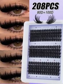 208Cái Lông Mi Giả DIY 80D+100D Bồng Bềnh Nối Mi Riêng Lẻ, Hiệu Ứng 5D Lông Mi Kịch Tính, Dụng Cụ Trang Điểm, Phù Hợp Sử Dụng Tại Nhà, Trang Điểm Hàng Ngày, Cụm Lông Mi Hóa Trang, Cụm Lông Mi, Lông Mi Riêng Lẻ, Lông Mi, Lông Mi Giả. Phù Hợp Mặc Mùa Hè. - D - Xem 3
