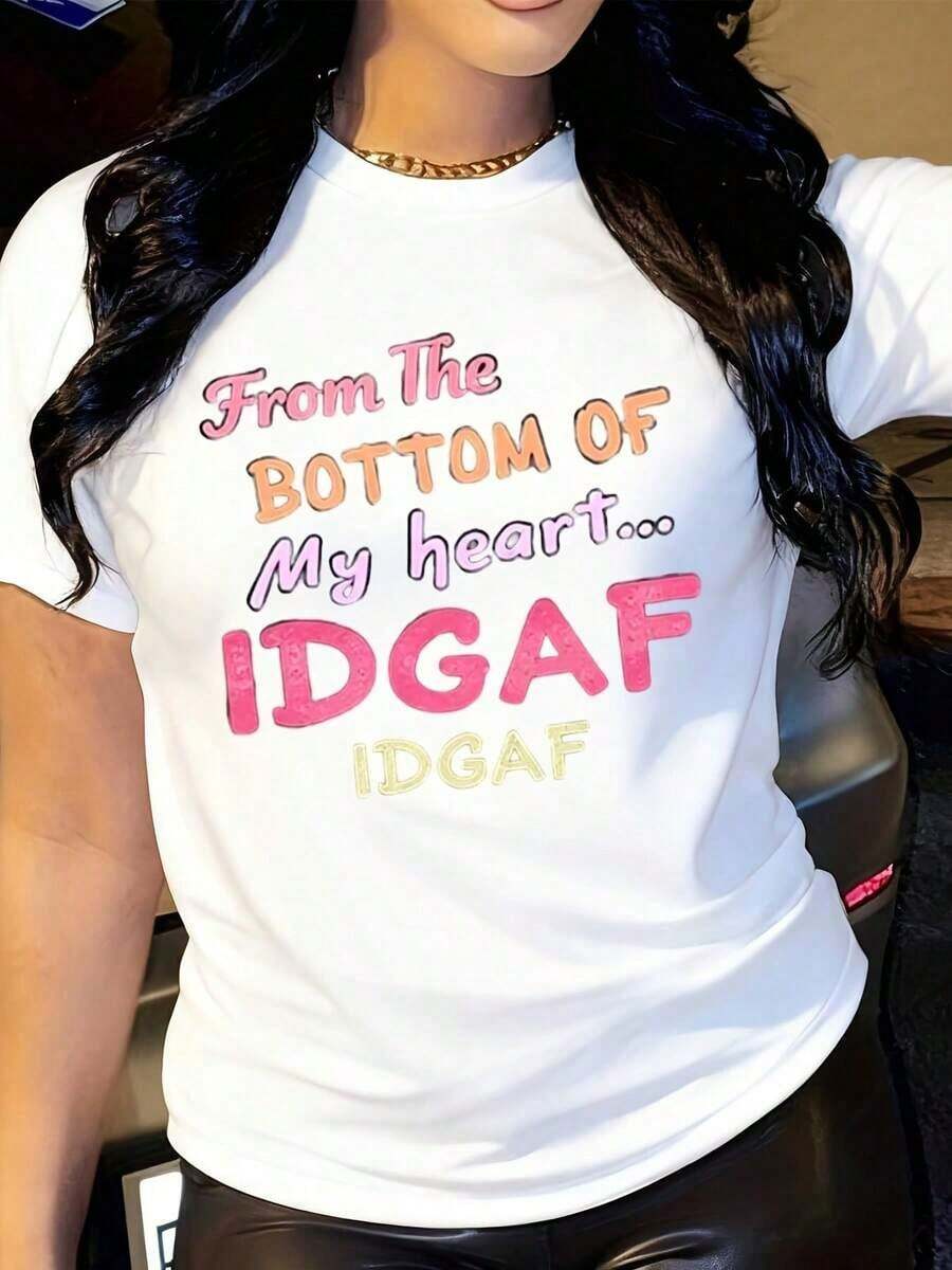 Playera de mujer 100% algodón manga corta estampado urbano versátil para verano - Blanco - Ver 1