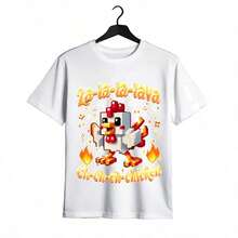 Tops para mujerUna linda Chaqueta de manga corta con estampado de pollito estilo pixelado, suave y cómoda, perfecta para uso casual diario en verano. - Blanco - Ver 2