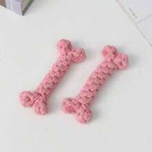 Juguete para masticar con forma de hueso de varios colores, juguete de cuerda de algodón trenzado para perros, juguete de rompecabezas para razas pequeñas y medianas - Color Aleatorio - Ver 2