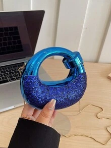 New Acrylic Mini Handbag, Fashion Clutch Purse, Personalized Crescent Moon Shaped Evening Bag With Chain Strap - Multicolor - View 7
