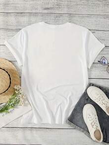 Premium.  T-Shirt With A Heart-Shaped Leopard Print, Perfect For Wearing At Home, Going Out, Or As A Gift. | Ideal Choice For Christmas, Valentine's Day, Etc. Cute. New Arrival - 白色 - 查看 3
