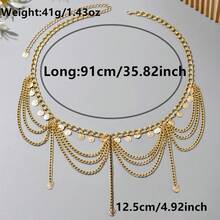 1 chiếc dây đeo eo vàng thời trang dành cho nữ, thiết kế nhiều lớp hình thủy tinh, quà tặng thắt lưng váy sành điệu. - Vàng - Xem 7