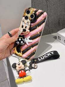 Disney Minnie Mouse Phone Case With Minnie Charm And Lanyard - Cute Minnie Protective Case With Glitter Gold Bow And Striped Background Design, Equipped With Delicate Minnie Decorative Lanyard And Beaded Bracelet For Easy Carrying, Compatible With IPhone 17, 16, 15, 14, 13, 12, 11 Pro Series, Ideal For Birthdays, Holidays, Anniversaries, Graduation Gifts, Or Any Special Occasion To Surprise Family, Friends, Classmates, And Loved Ones. - 白色 - 查看 4