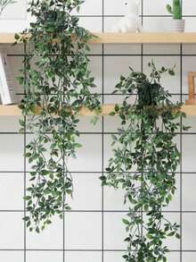 Artificial Plants, Hanging Potted Plants, Wall Hanging Shelf Decor, For Indoor, Outdoor, Living Room Shelf Decor, Home Decor, Room Decor, Garden Decoration, Wall Decoration - Green - View 6