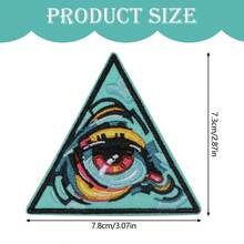 1pc Eye Triangle Iron-On Patch, Cyberpunk & Occult Style Emblem, Suitable For Jacket, Backpack, Street Fashion DIY - B - View 3