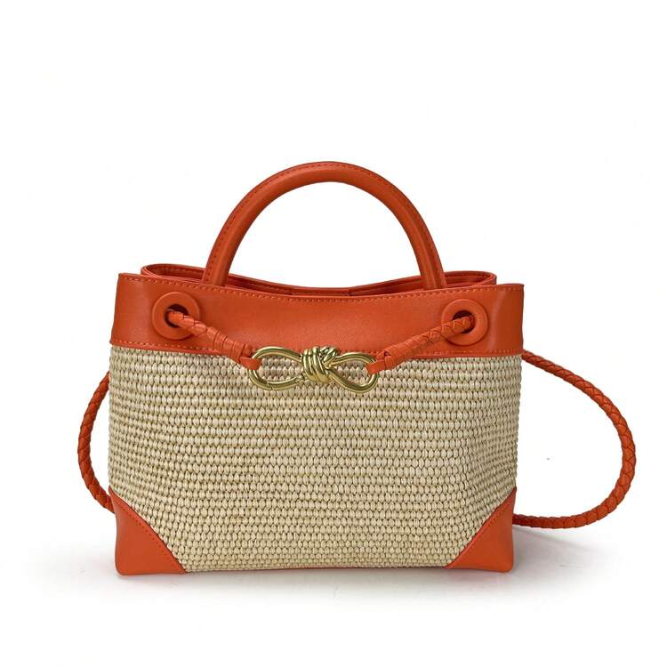 BV Bottega Small Andiamo Bolso de mujer tejido a mano de cuero genuinoBolsodebolso de manotipocuboconpatróntejidoparamujer,bolsodemarca,elegantebolsodemanoparaseñorabolsaderegaloexquisita,bolsodebolso de manodelujoparamujer,bolsocruzadodemodaparamujer,adecuadoparachicas,estudiantesnivel universitariodamasdeoficina,madresdemedianaedadparausodiario,comprasoficina,clase,reuniones,citas,actividadesalairelibretambiénunregaloidealparaBolso de mano y bandolera de paja tejida para mujer, novedad 2026, con hebilla en forma de ocho y lazo metálico, diseño sencillo con contraste de colores. - Teja - Añade 9